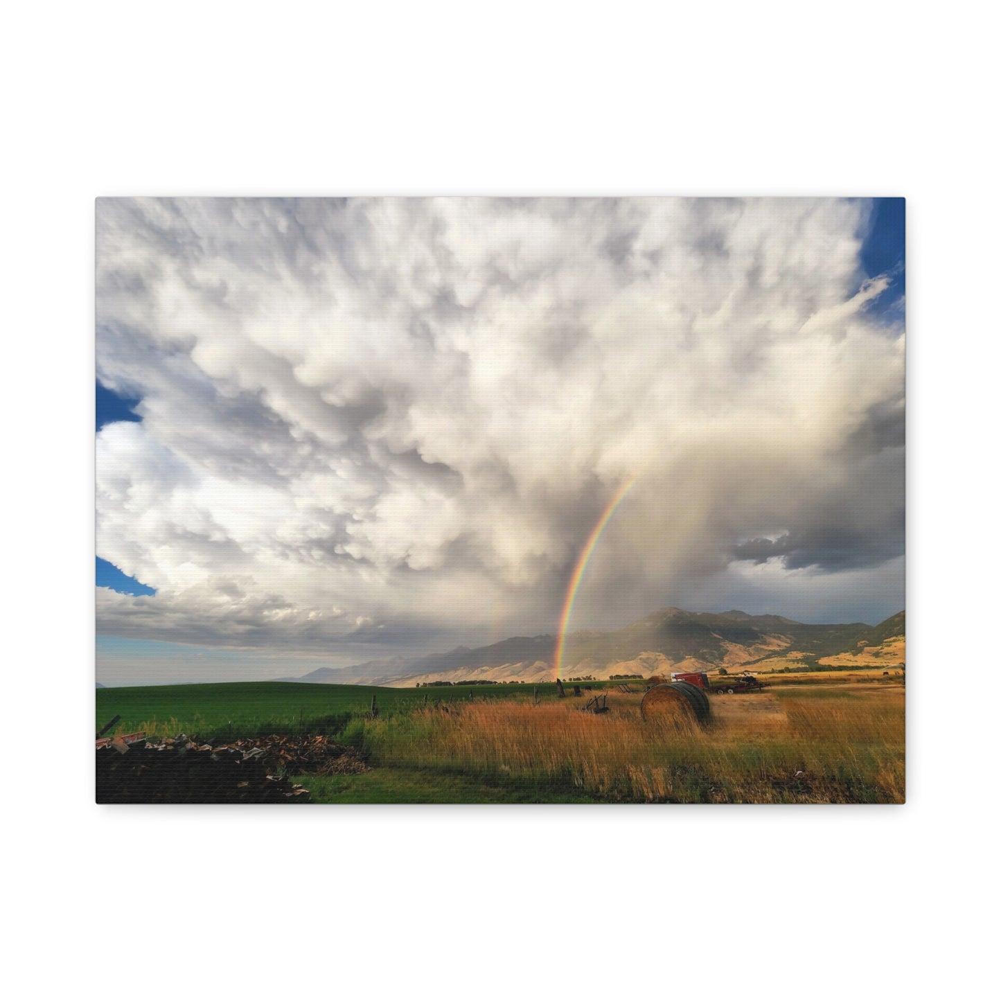 "Hope On The Homestead" Rainbow Landscape Canvas Art - Nature Wall Decor for Home & Office