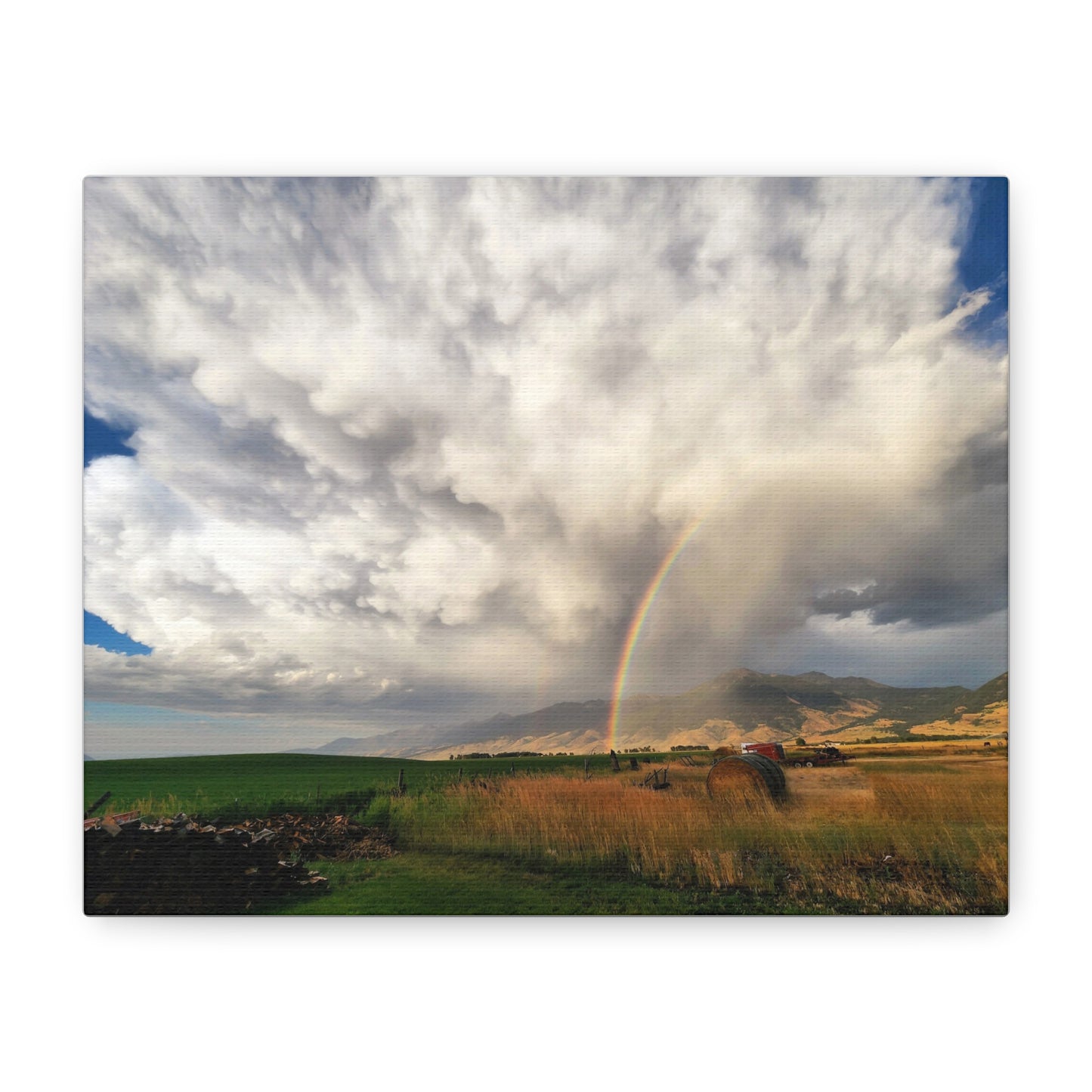 "Hope On The Homestead" Rainbow Landscape Canvas Art - Nature Wall Decor for Home & Office