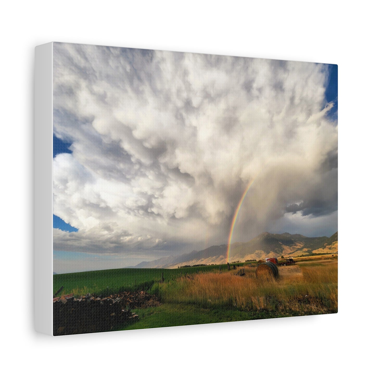 "Hope On The Homestead" Rainbow Landscape Canvas Art - Nature Wall Decor for Home & Office