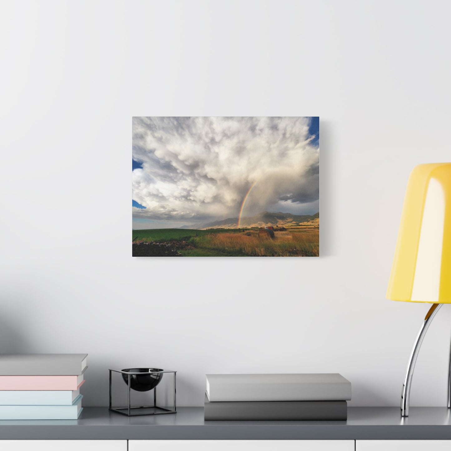 "Hope On The Homestead" Rainbow Landscape Canvas Art - Nature Wall Decor for Home & Office