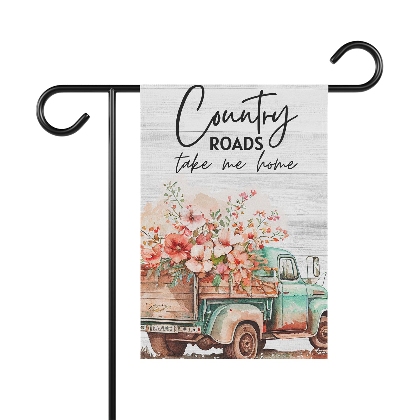 Country Roads Garden Banner - Floral Vintage Truck Decor for Home and Garden