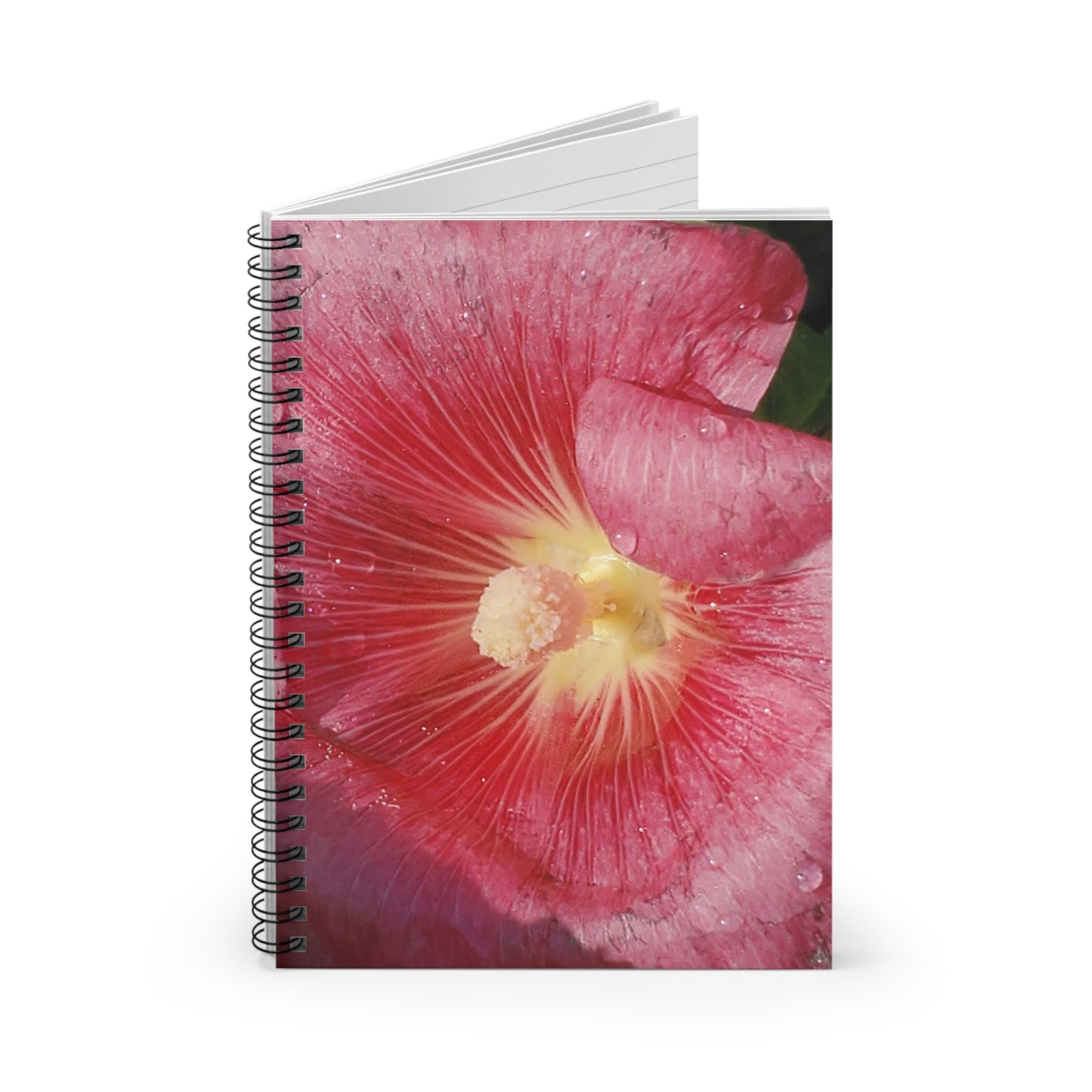 "Pink Hollyhock" Spiral Notebook - Ruled Line