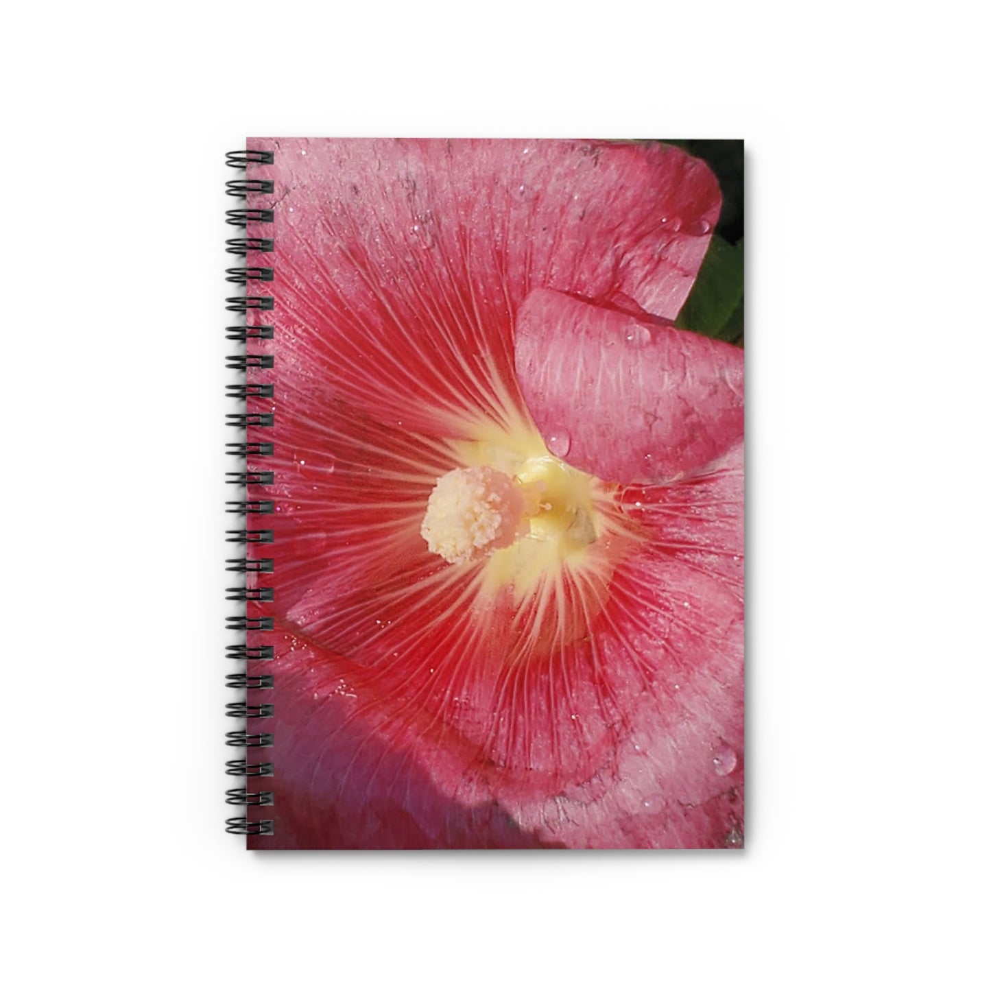 "Pink Hollyhock" Spiral Notebook - Ruled Line