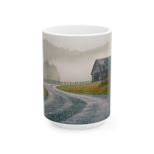 "Rain Barn Road" Ceramic Mug, (11oz, 15oz)